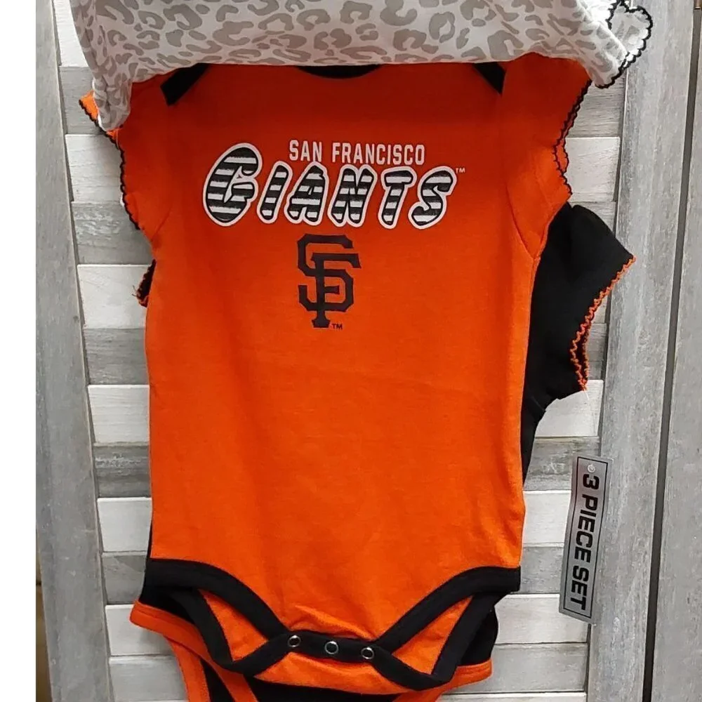 MLB San Francisco Giants Infant Girls’ 3‑Pack Bodysuits | 6–9 Months